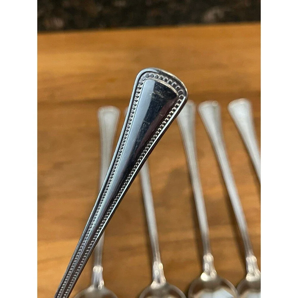 10 pc Oneida NEEDLEPOINT Stainless long iced teaspoons